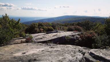 Beautiful view from the tops of the 400 million year old sandstone outcroppings at The Channels Natural Area Preserve in Abingdon, VA. Read about our hike to the Channels on the blog! www.gonewanderingweb.com
