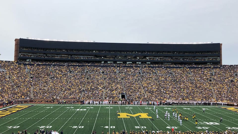 If you are ever lucky enough to attend a Michigan Football game, do it! The atmosphere is incredible and you’re surrounded by 110,000 plus if your closest friends :)
Try to tailgate before the game! Bring a car to the golf course early as it fills up fast!
There is a no bag policy so make sure you have pockets! It may not look huge from the outside but when you walk in you’re at row 70 out of 96! So there is a long way down to walk!