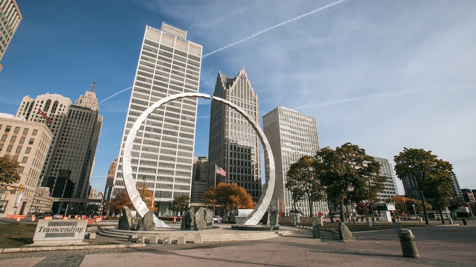 Downtown Detroit featuring a city