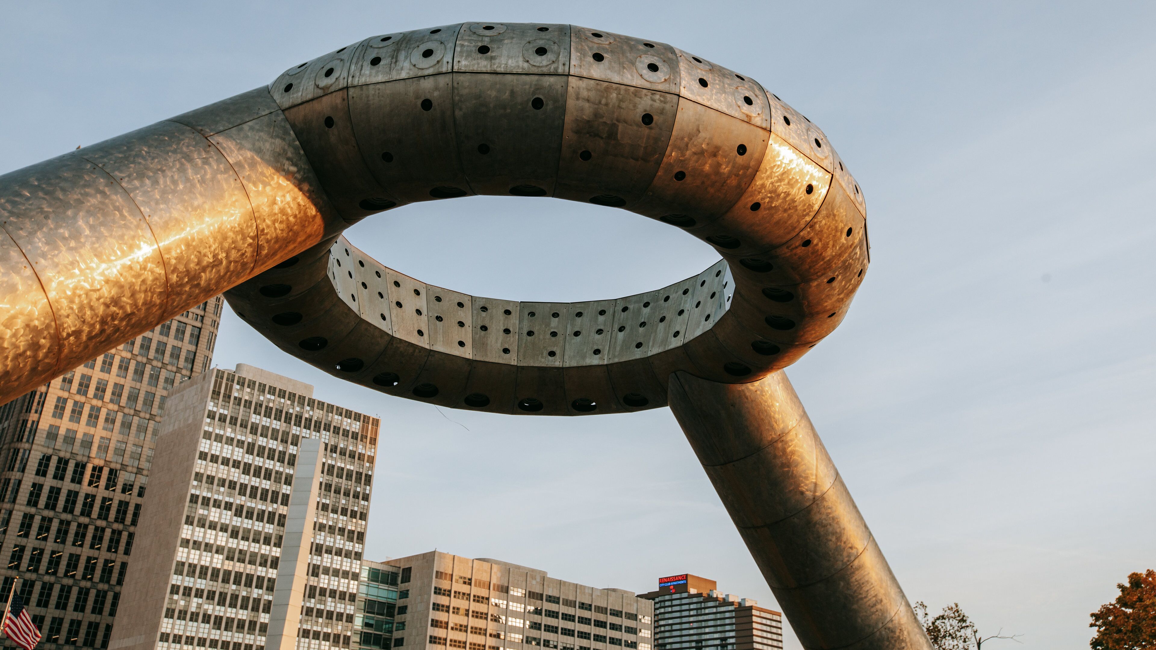 Downtown Detroit featuring outdoor art