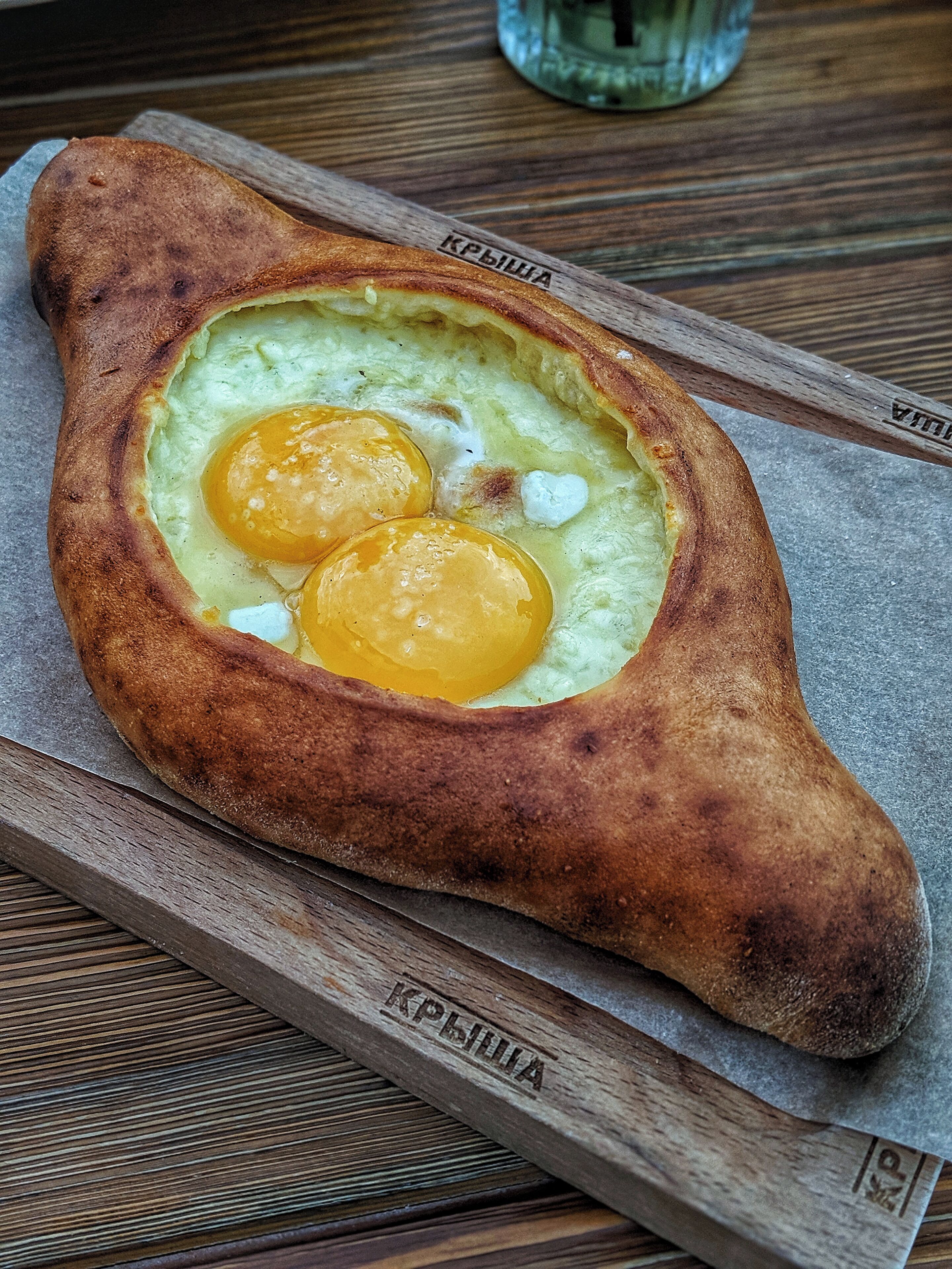Georgian хачапури по-аджарски (cheese-filled bread with eggs) for dinner 
#russia #travel #traveltorussia #culture #cultural #explore #explorerussia #vacation #vacationvibes #summervacation #summer #summertrip #tourist #tourism #trynewthings #exploretheworld #seetheworld #travelblogger #blogger #travelphotography #yum #eat #georgia #foodforward #tripofalifetime #caucasion #gotravel #caucasus #lovetotravel #wonderfulplaces