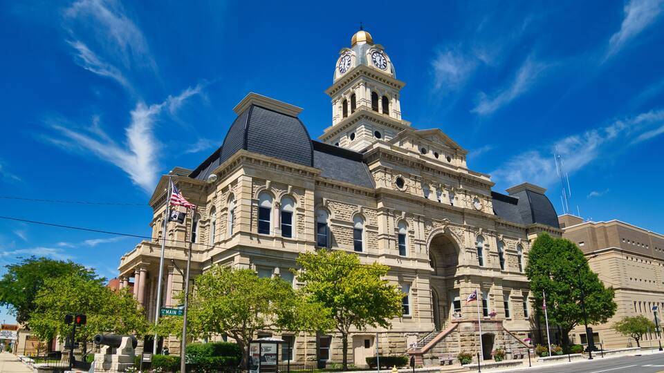 The Allen County Courthouse Lima Ohio 2023 sky background