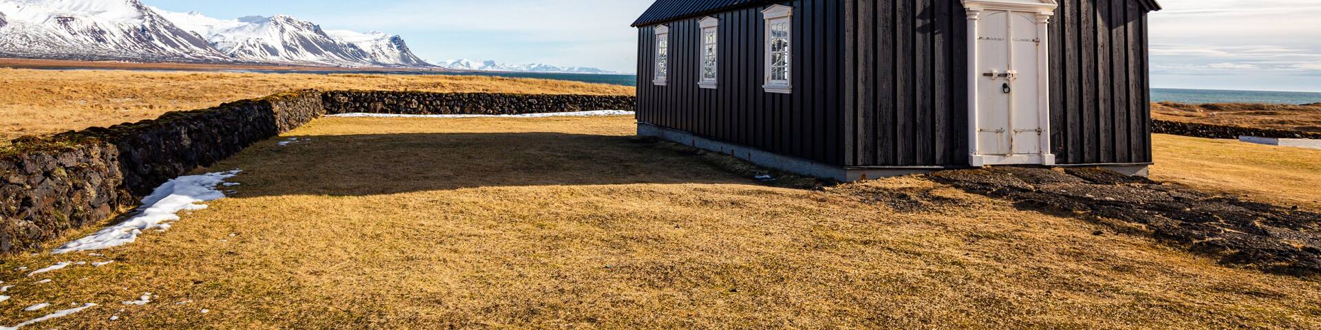 The black church of Budir on the Snaefellsnes peninsula, Iceland