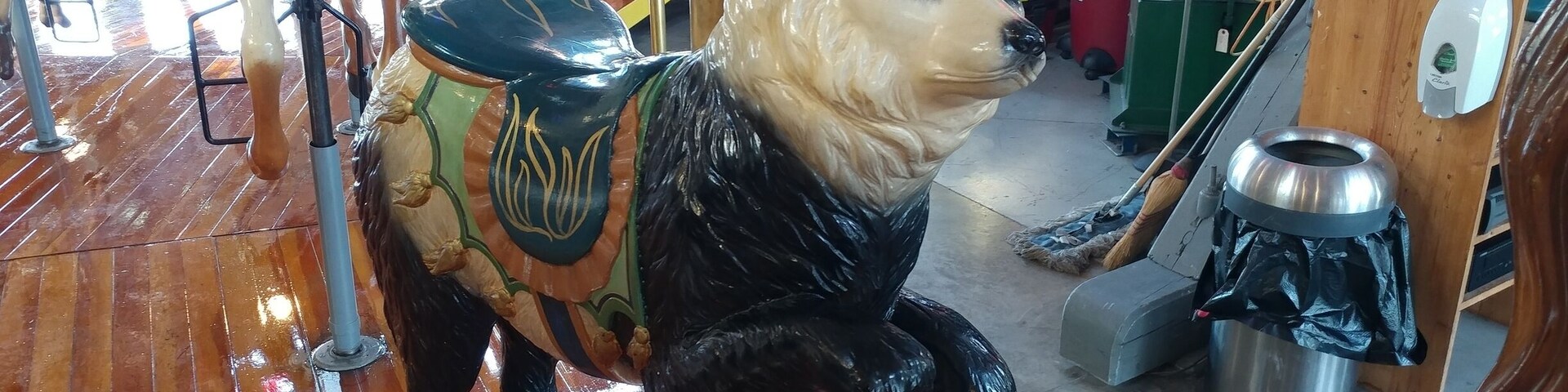 The Richland Carrousel is the first new, hand-carved carrousel to be built and operated in the United States since the 1930’s. 
All 52 figures were designed, carved and painted by Carousel Works of Mansfield. There are 30 horses and 22 menagerie figures, including four bears, four ostriches, four cats, four rabbits, a goat, giraffe, lion, tiger, zebra and a mythical hippocampus (part horse, part fish).