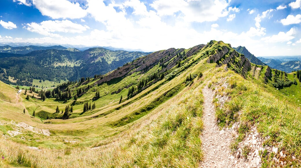 Hiking trail on the Nagelfluh in the Allgaeuer Alps