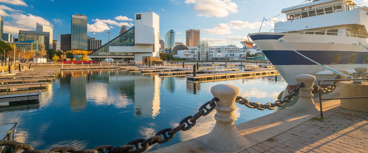 Downtown Cleveland skyline from the lakefront in Ohio USA; Shutterstock ID 535269436