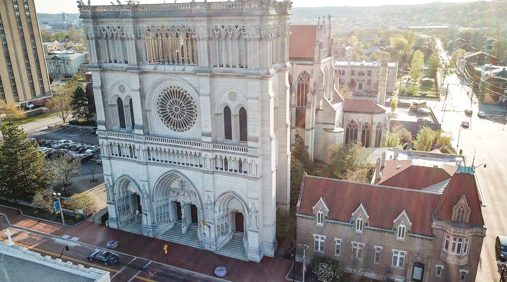 Aerial view of Cathedral Basilica in Covington Kentucky