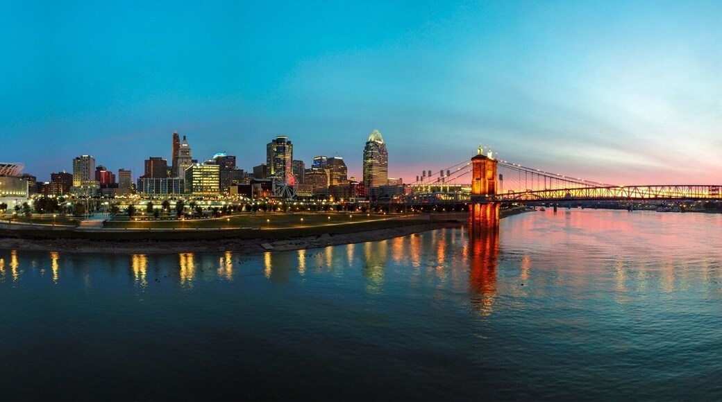 The Cincinnati skyline at sunrise