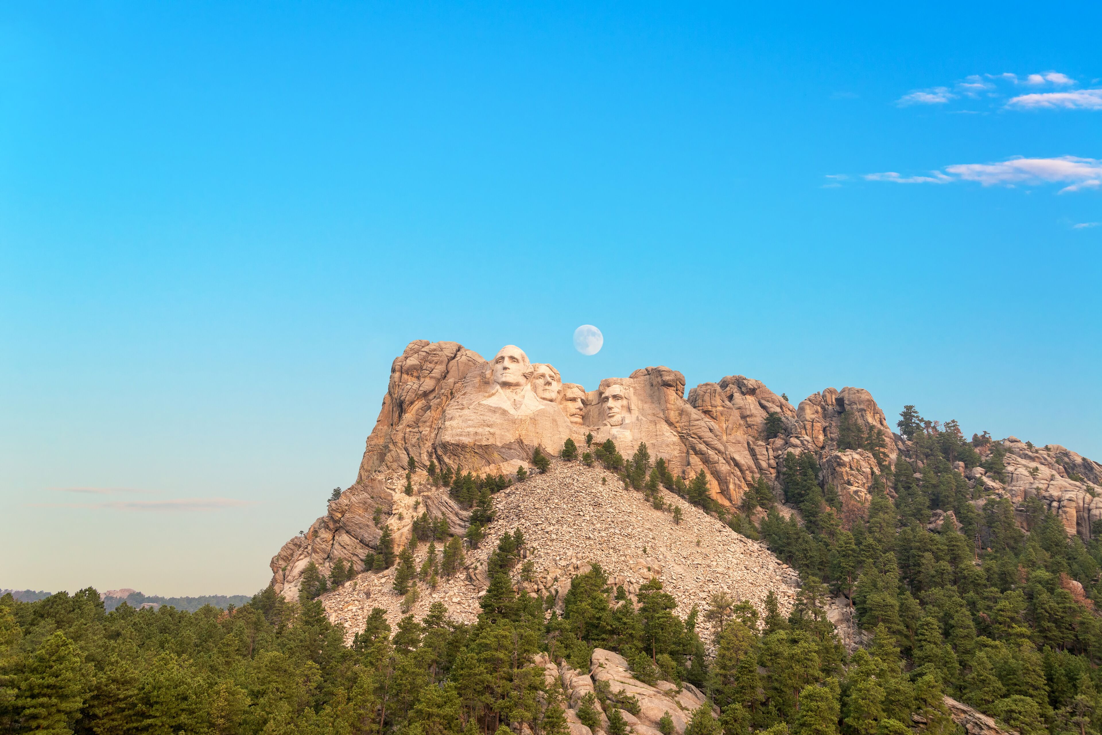 Mount Rushmore and Moon