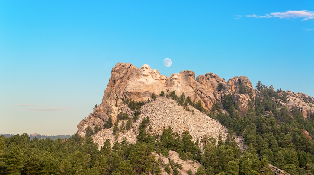 Mount Rushmore and Moon