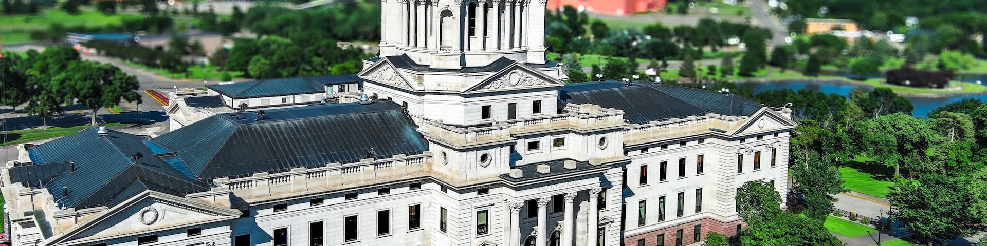 Arial view of the entrance of the South Dakota State Capitol Building