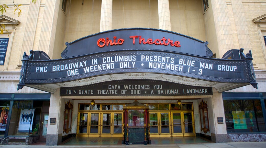 Downtown Columbus showing theater scenes and signage