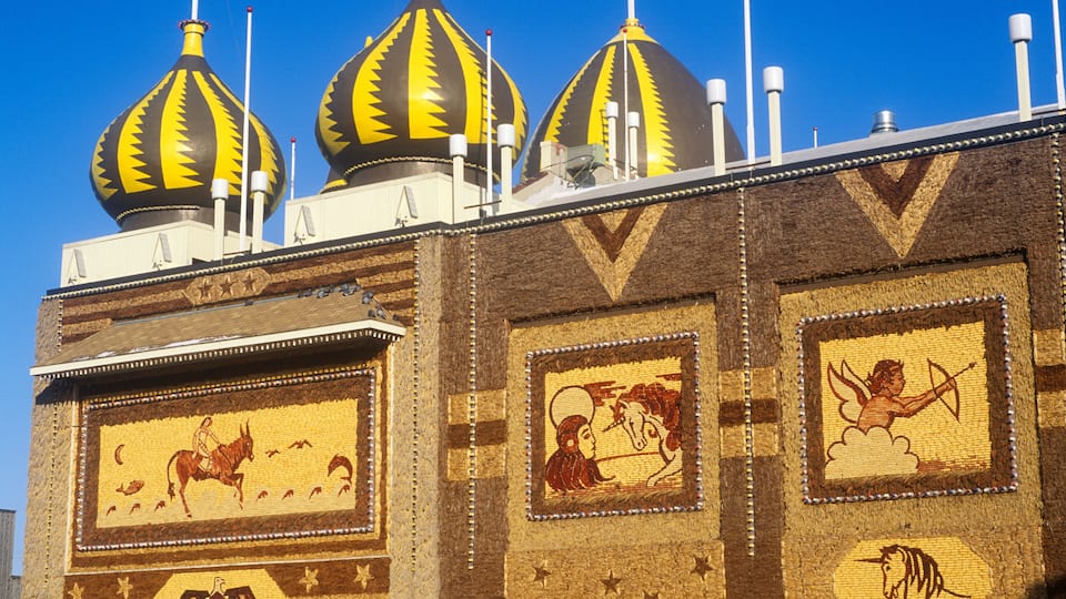Exterior of Corn Palace, roadside attraction in West Mitchell, SD