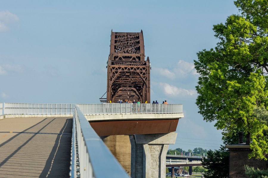 The approach from the east of the Big Four Pedestrian Bridge over the Ohio River.