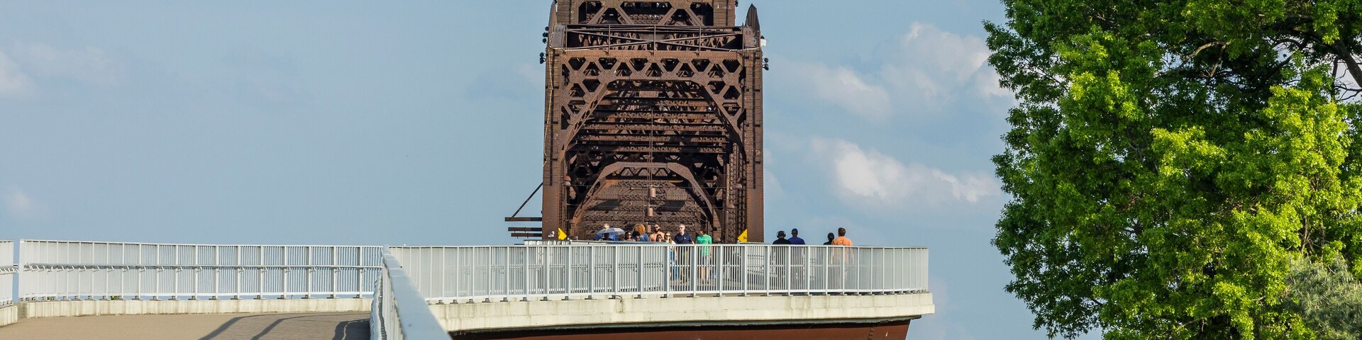The approach from the east of the Big Four Pedestrian Bridge over the Ohio River.
