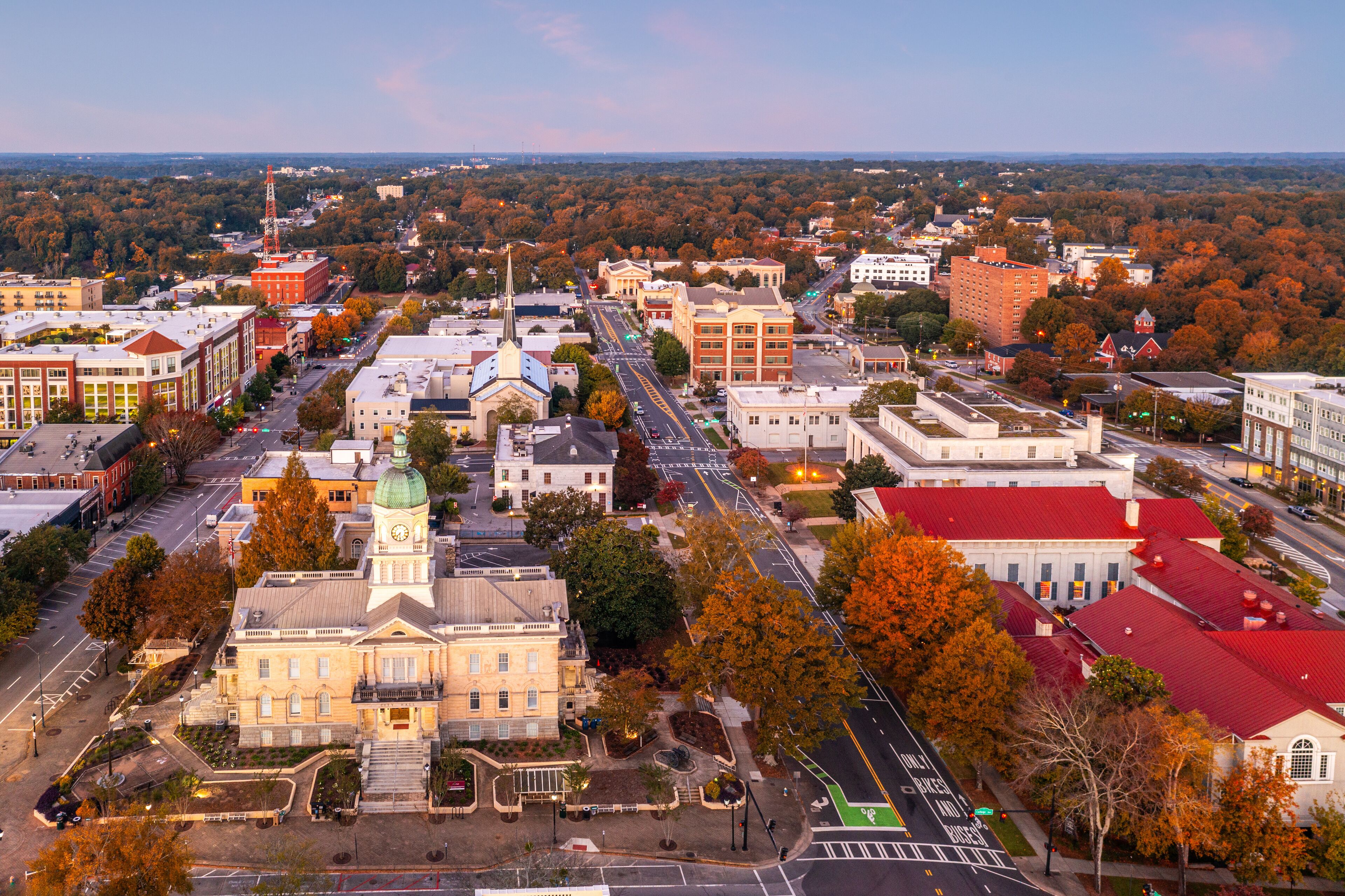 Athens, Georgia, USA downtown from Above
