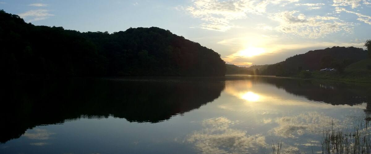 The sun setting and reflecting over Dow Lake at Strouds Run State Park.
Strouds Run State Park contains 2,606 acres of uninterrupted hardwood, the 161-acre Dow Lake, a 900-foot sand beach, 6 #hiking trails, 15 mountain biking/hiking trails and 10 bridle/hiking trails.