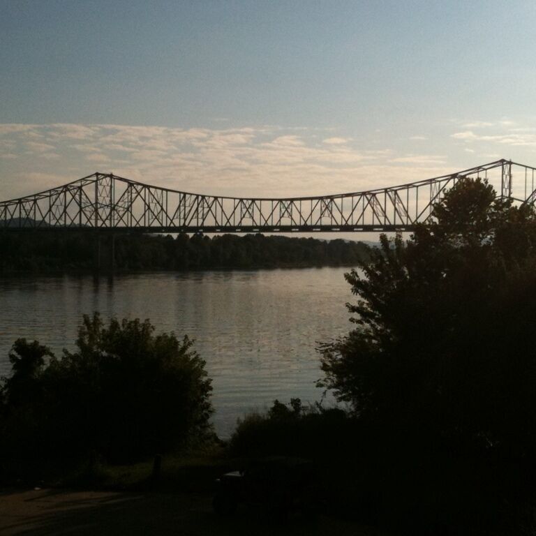 Park near bridge spanning Ohio River in Portsmouth, Ohio