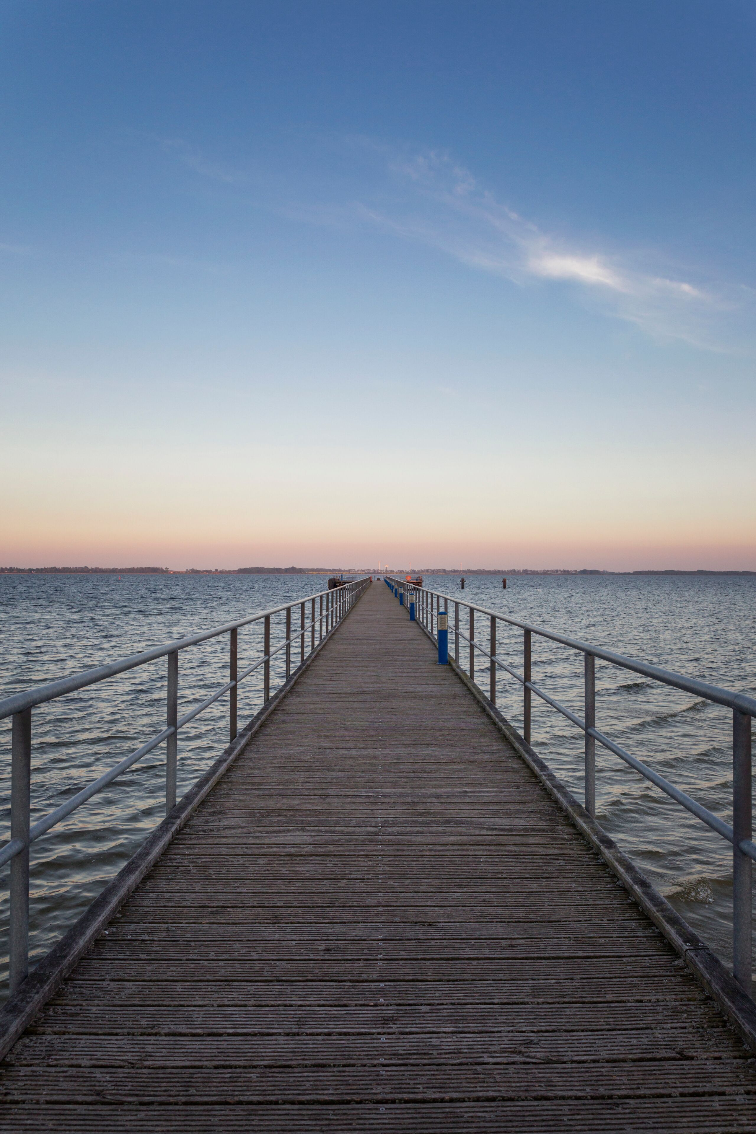 Germany, Ruegen, Dranske, Sea Bridge in the morning light