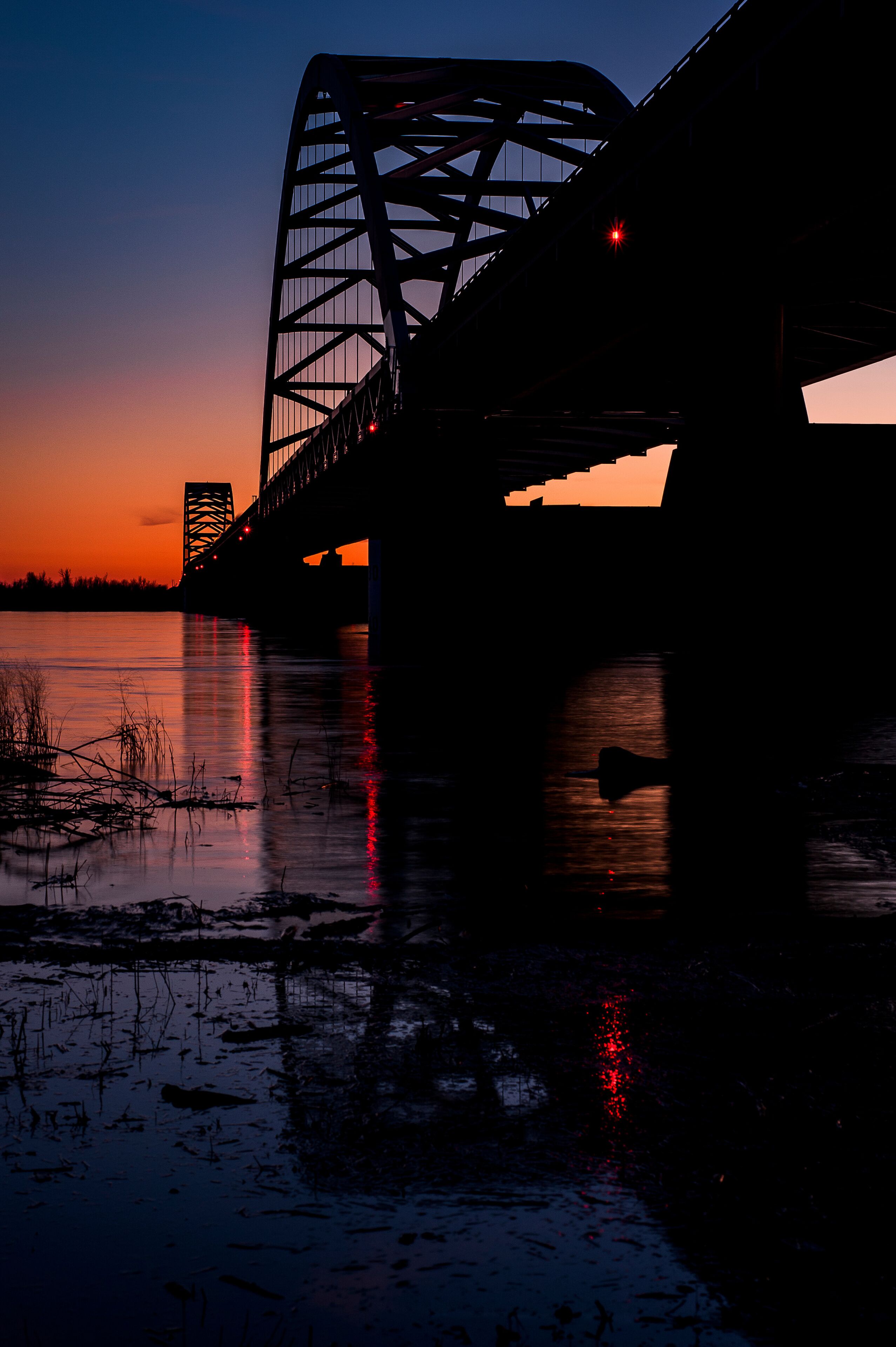 Sunset / Blue Hour at Paducah Steel Tied Arch Bridge - Ohio River, Kentucky & Illinois