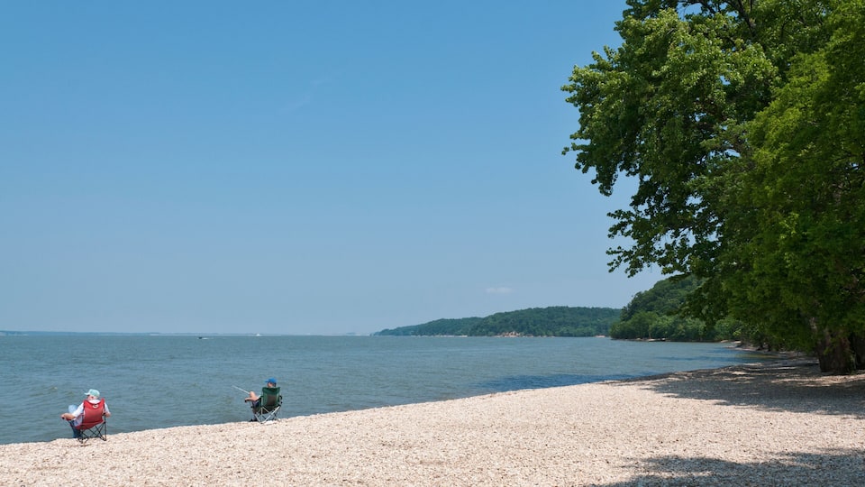 CTBETK Kentucky, Land Between the Lakes National Recreation Area, fishermen on shore of Kentucky Lake.. Image shot 2011. Exact date unknown.