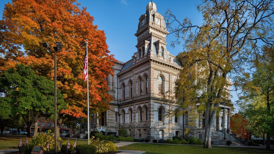 A view of the historic Sidney, Ohio courthouse.