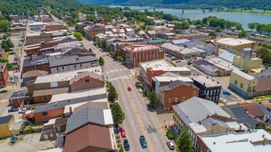 Aerial View of Historic Madison Indiana on the Ohio River
