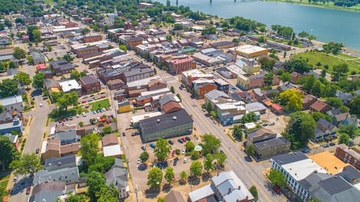 Aerial View of Historic Madison Indiana on the Ohio River