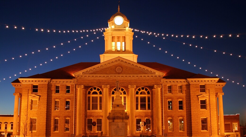 Jasper featuring night scenes and heritage architecture