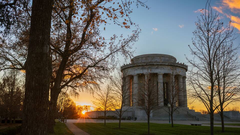 Sunset photo of George Rogers Clark National Historical Park in Vincennes, Indiana, USA