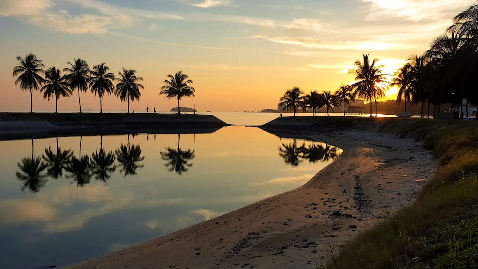 Sunset view at Bagan Pinang Beach, Port Dickson, Negeri Sembilan, Malaysia