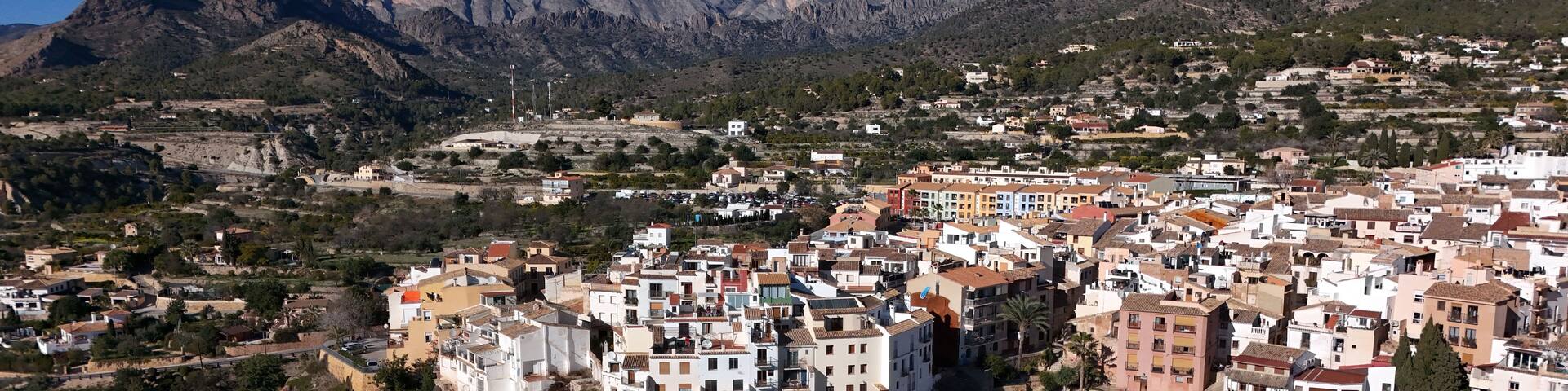 Finestrat old town on cliff with mountains Alicante Spain