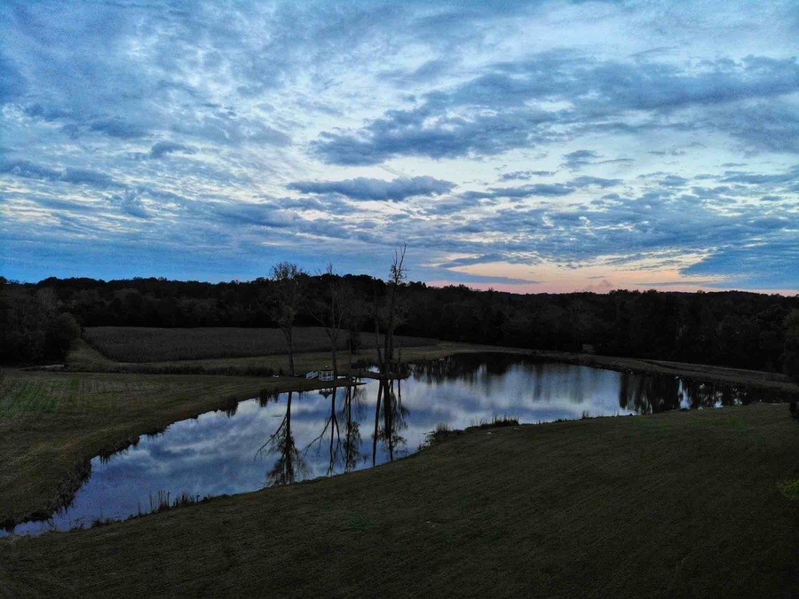 A drone shot at dusk.