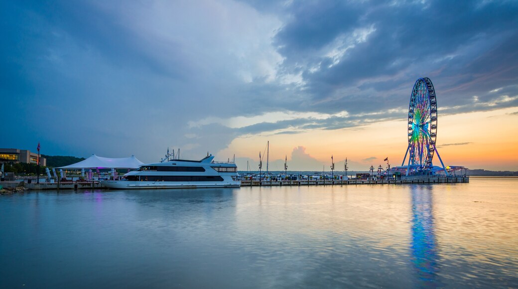 Sunset over the Potomac River, in National Harbor, Maryland.