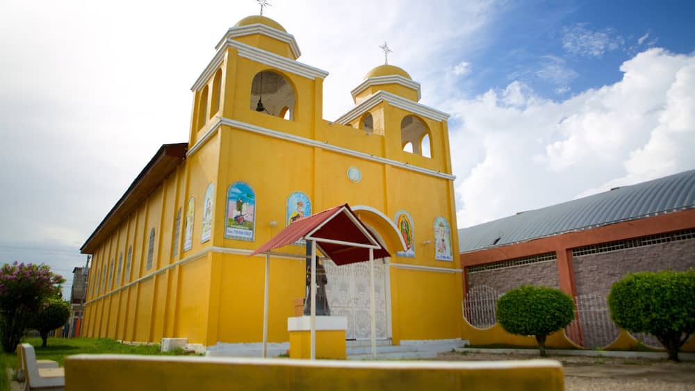 Santa Elena which includes heritage architecture, a church or cathedral and religious aspects