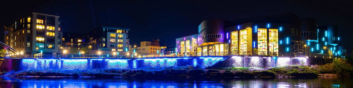 Haymarket Plaza and Phoenix Park Footbridge at Night