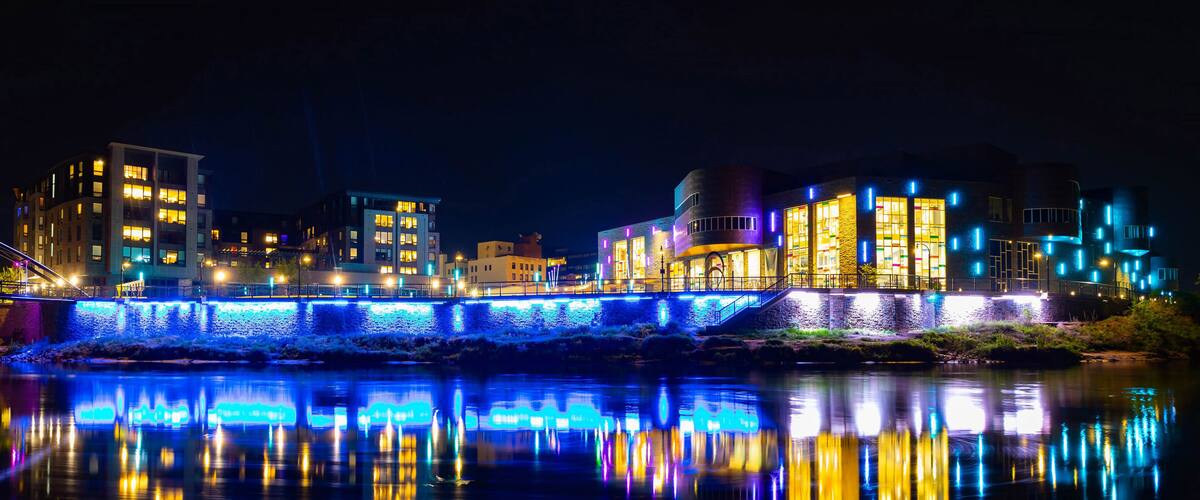 Haymarket Plaza and Phoenix Park Footbridge at Night