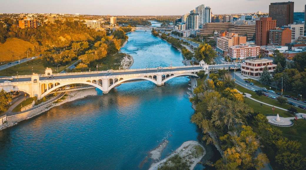 East Downtown Calgary Summer Sunset Aerial