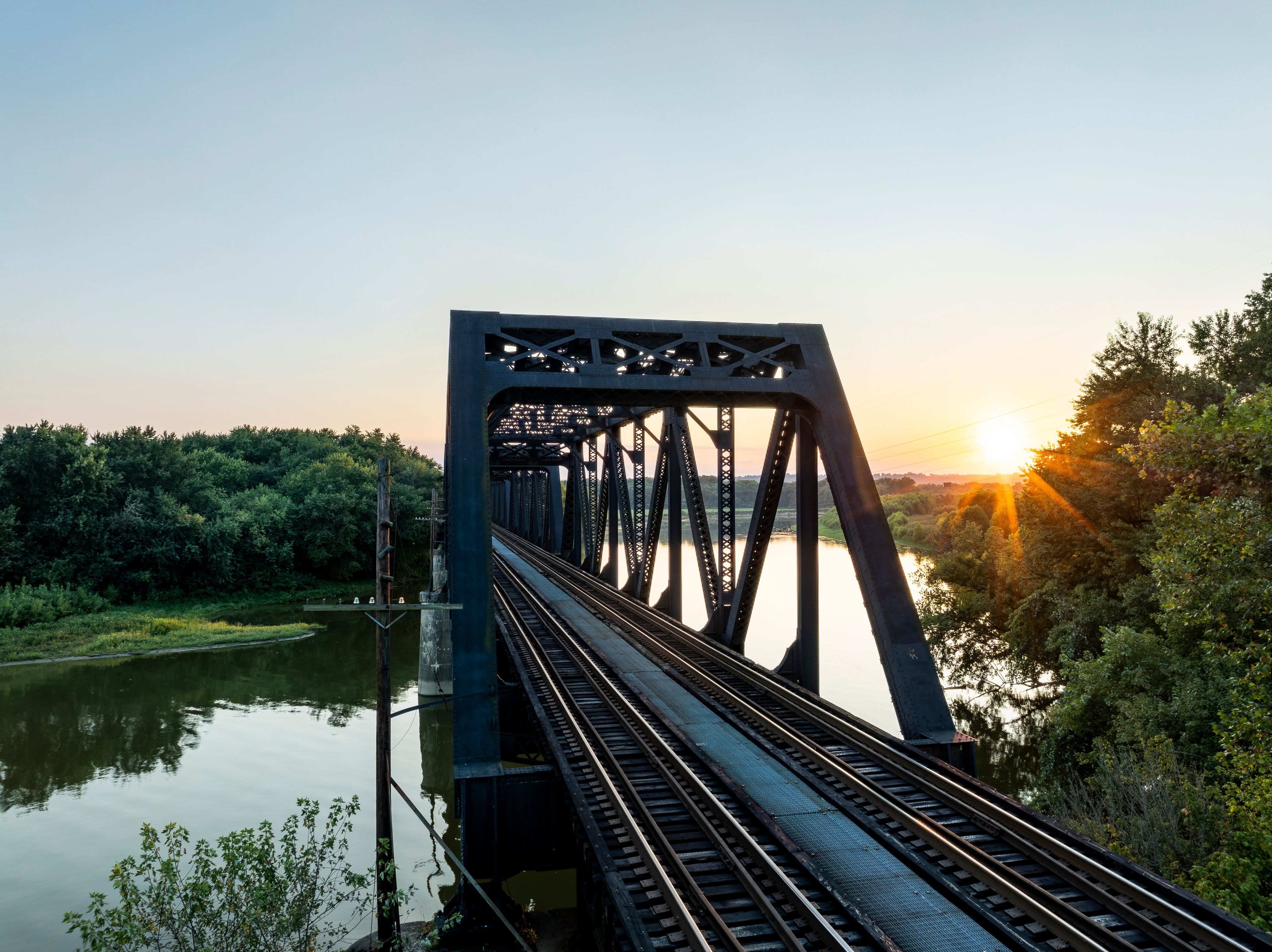 Sunset view of the Lawrenceburg Bridge - CSX Transportation - Great Miami River - Lawrenceburg, Indiana and North Bend, Ohio