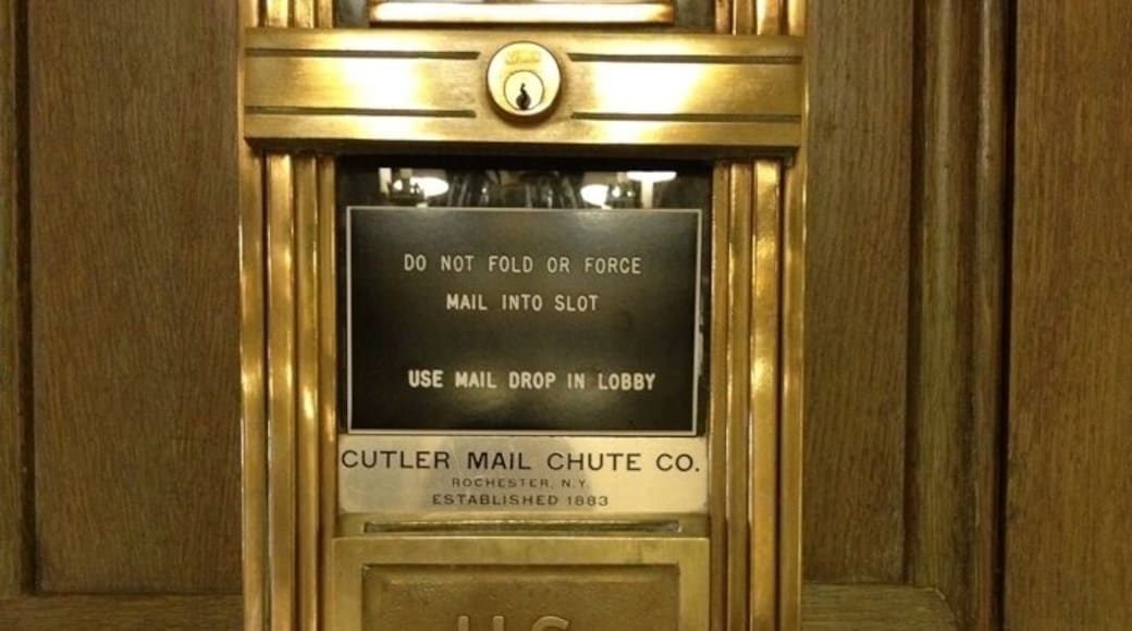 Old mail chute to the post office in the basement of the student union building.