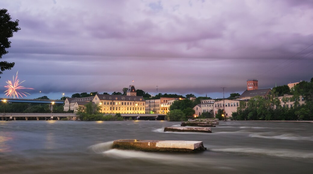 Fireworks over the Fox River, Appleton, WI.