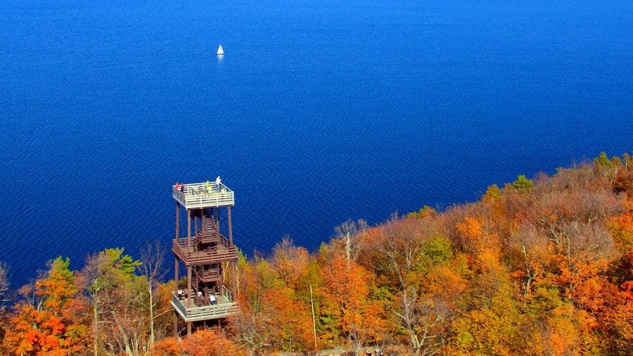 Door Peninsula featuring autumn leaves, general coastal views and views
