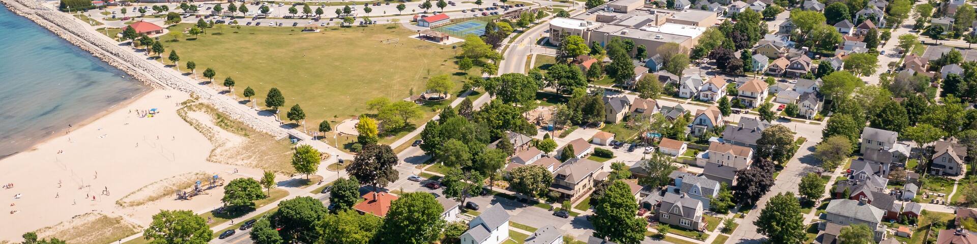 Aerial view of marina in Sheboygan WI