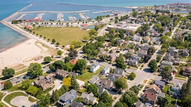 Aerial view of marina in Sheboygan WI