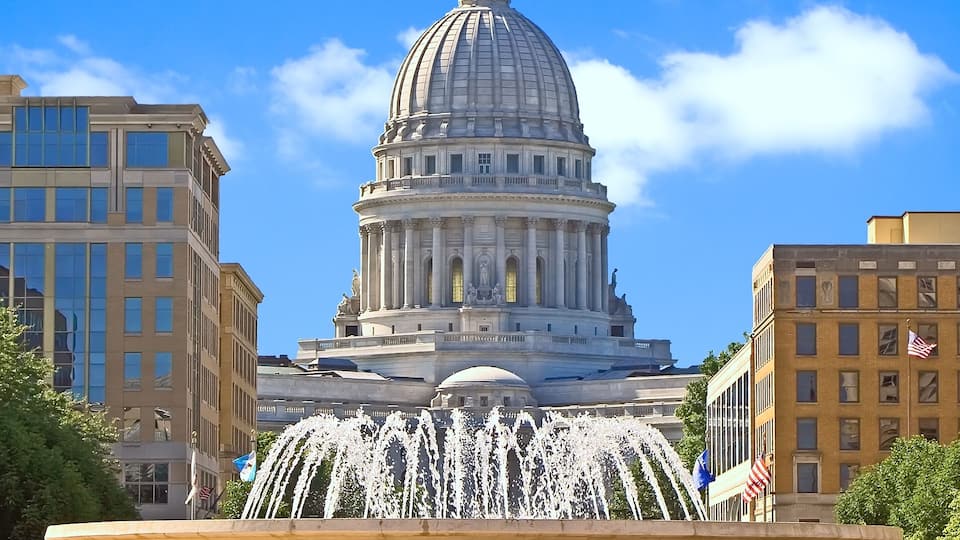 Wisconsin State Capitol building, view from Monona Terrace rooftop.; Shutterstock ID 5305432