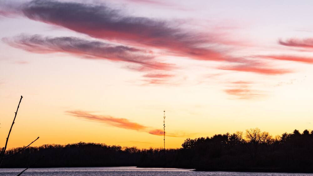 Colorful Clouds of Sunset over Dale Maffitt Reservoir, Iowa
