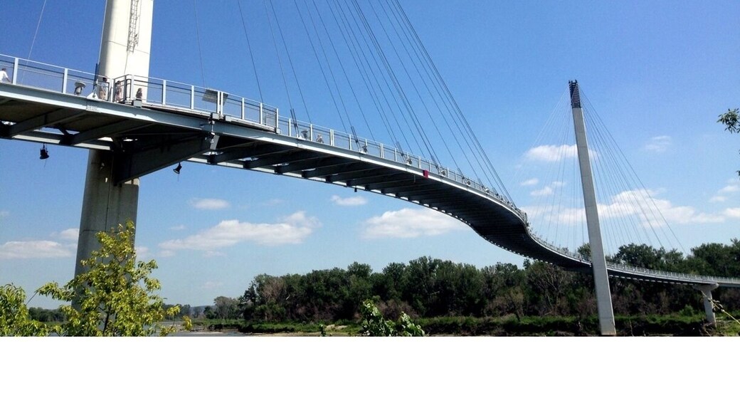The Bob Kerrey Pedestrian Bridge is the longest pedestrian bridge to cross two states, stretching from Nebraska to Iowa over the Missouri River. Lewis and landed at this location while exploring the American West.