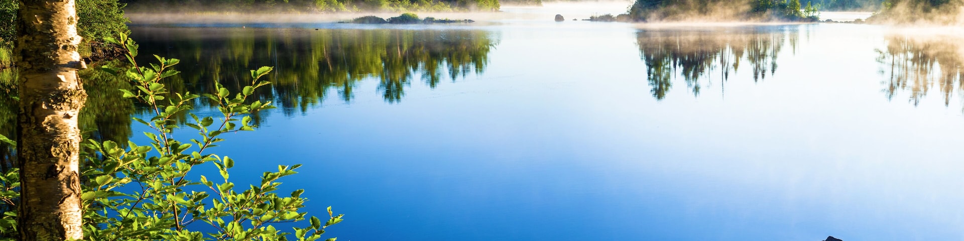 kayak, morning mist, crescent lake