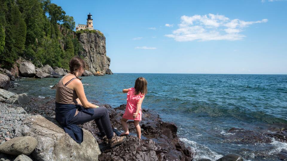 Mother and Little Girl at Split Rock Lighthouse