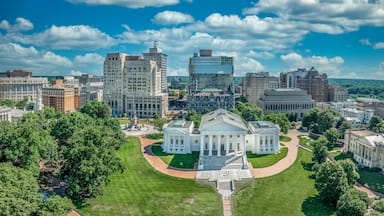 Aerial view of capitol square in Richmond with Virginia state capital, executive mansion, department of agriculture, old city hall, skyline